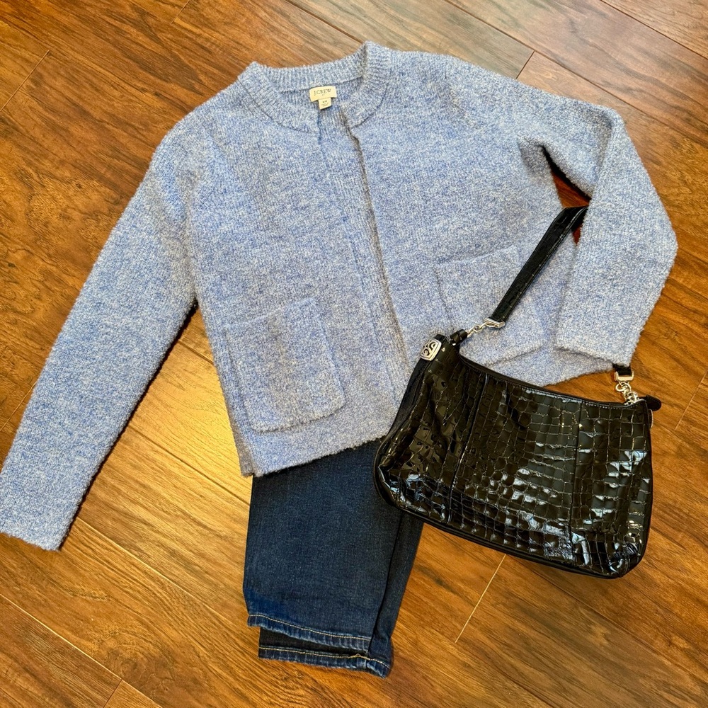 J. Crew Light Blue Bouclé Knit Cardigan